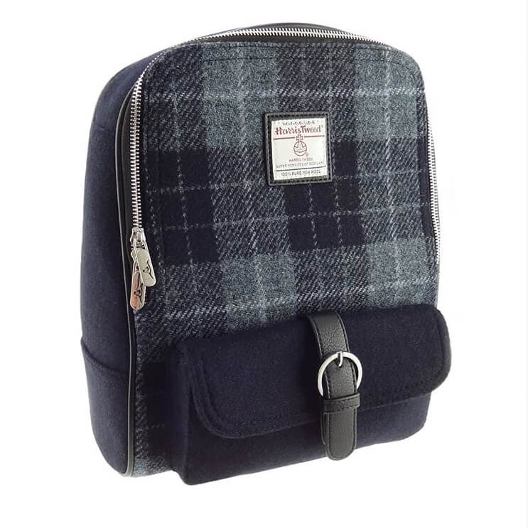Batoh Naver Harris Tweed Grey Black Tartan - Glen Appin