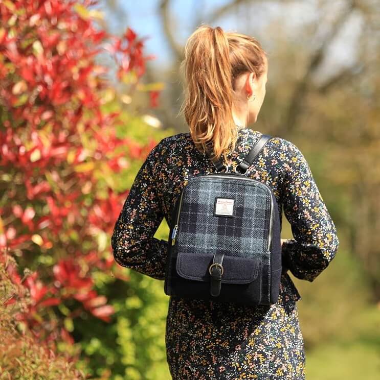 Batoh Naver Harris Tweed Grey Black Tartan - Glen Appin