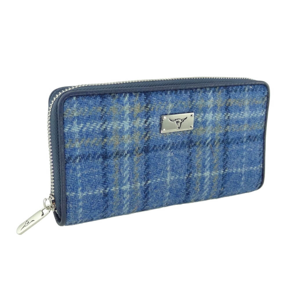 Peněženka Staffa Harris Tweed Light Blue Check - Glen Appin