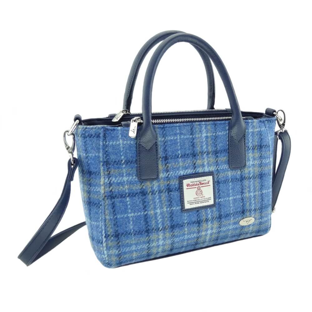 Kabelka Brora Harris Tweed - Light Blue Check