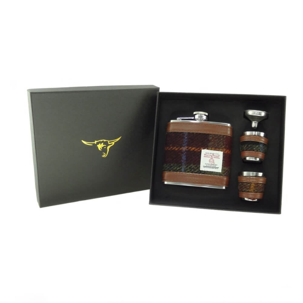 Placatka Harris Tweed Rust Check 170ml se 2 panáky a nálevkou v dárkové kazetě