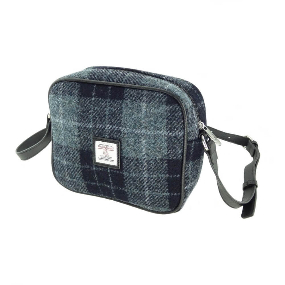 Kabelka Almond Harris Tweed - Grey Black Tartan
