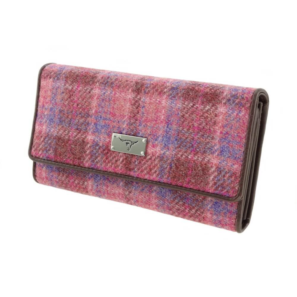 Peněženka Tiree Harris Tweed Pink Check - Glen Appin