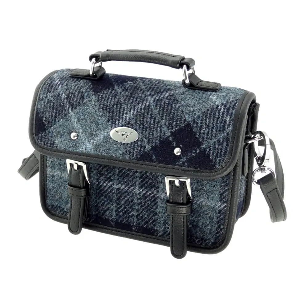 Kabelka Bervie Harris Tweed - Grey Black Tartan