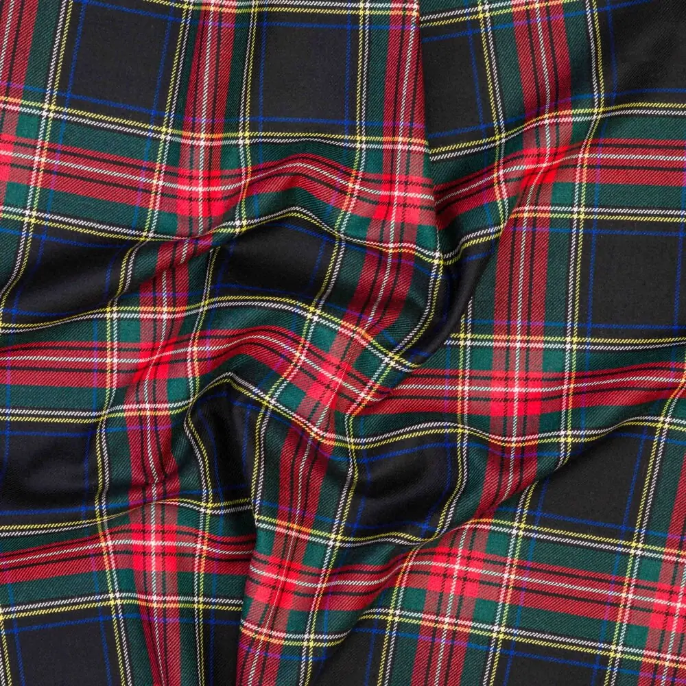 Vlněná látka metráž š. 150 cm - Black Stewart Tartan