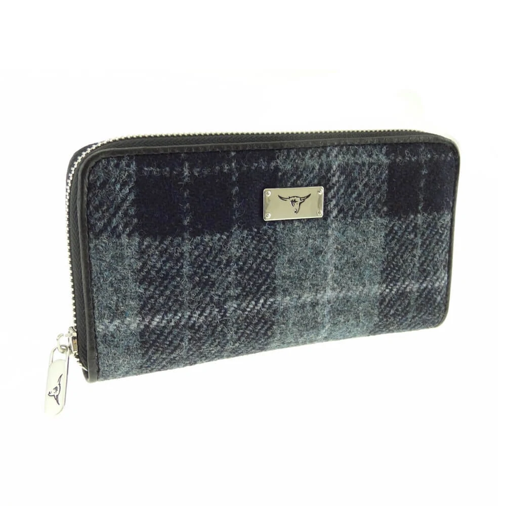 Peněženka Staffa Harris Tweed Grey Black Tartan - Glen Appin