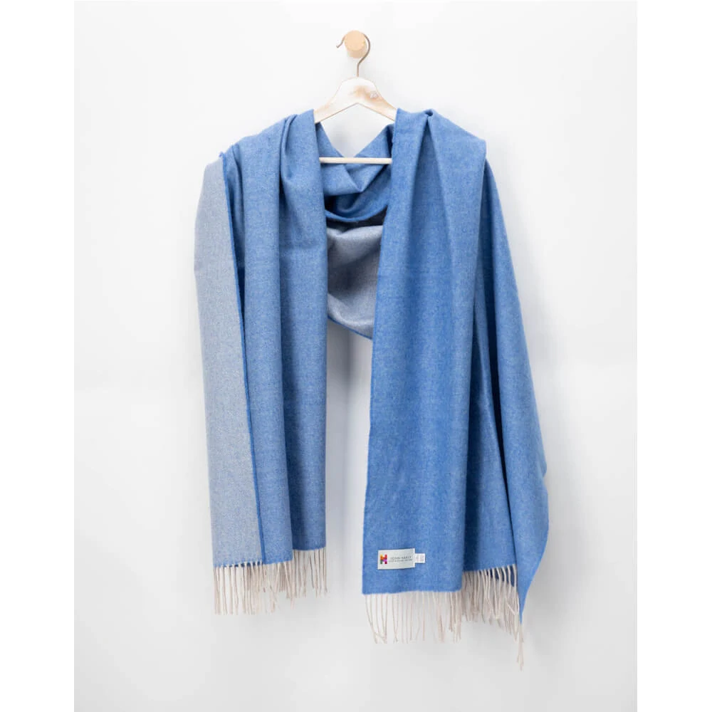 Pashmina / wrap z jemné Merino vlny Blue Oyster 200x76 cm - John Hanly