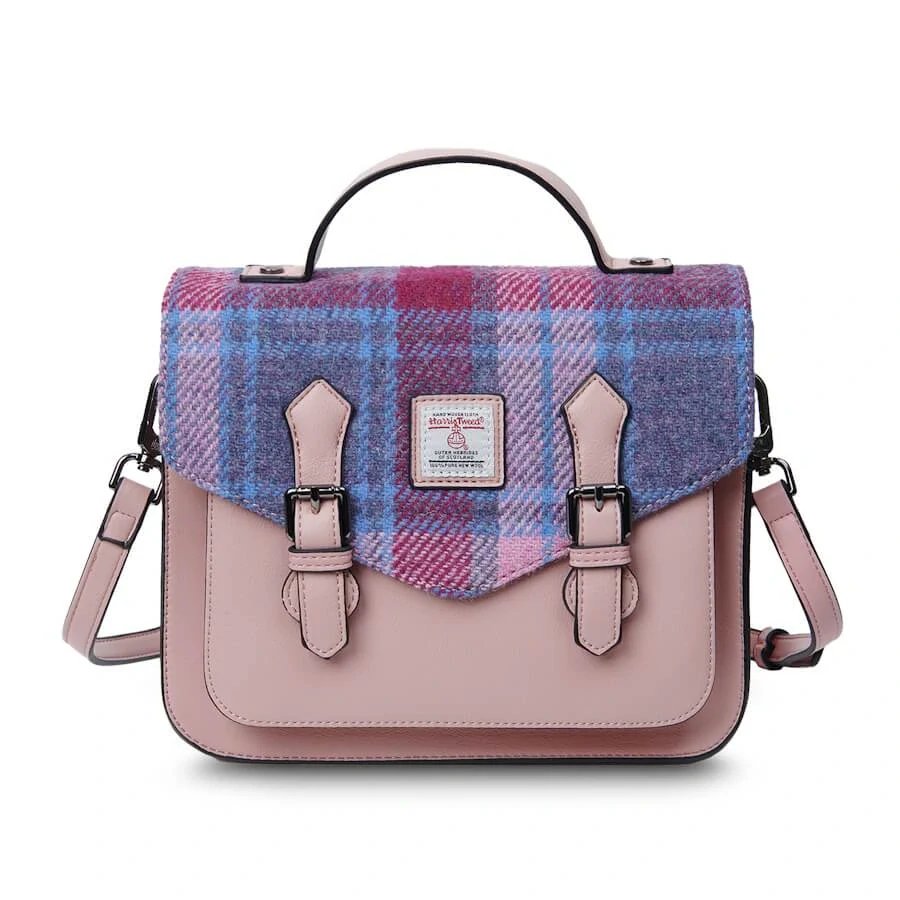 Kabelka The Medium Calton Satchel Pink and Blue Tartan - Islander