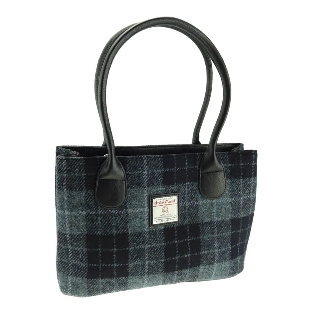 Kabelka Cassley Harris Tweed - Grey Black Tartan