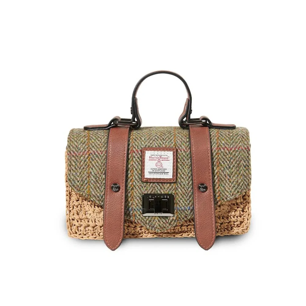 Kabelka The Mini Straw Satchel Chestnut Herringbone - Islander