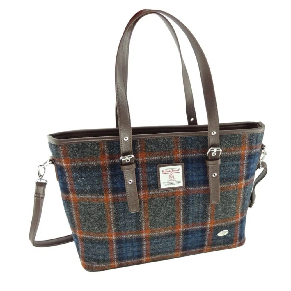 Kabelka Spey Harris Tweed Grey Rust Overcheck - Glen Appin