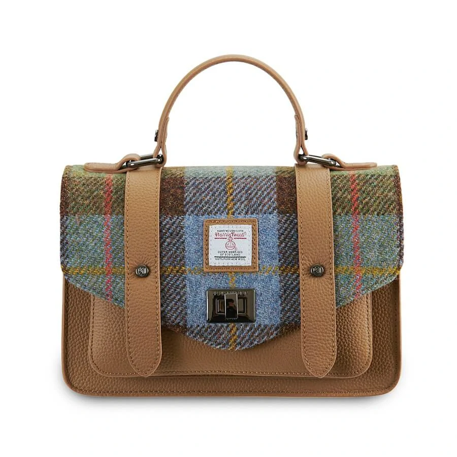 Kabelka The Leather Medium Satchel Gunn Tartan kožená - Islander