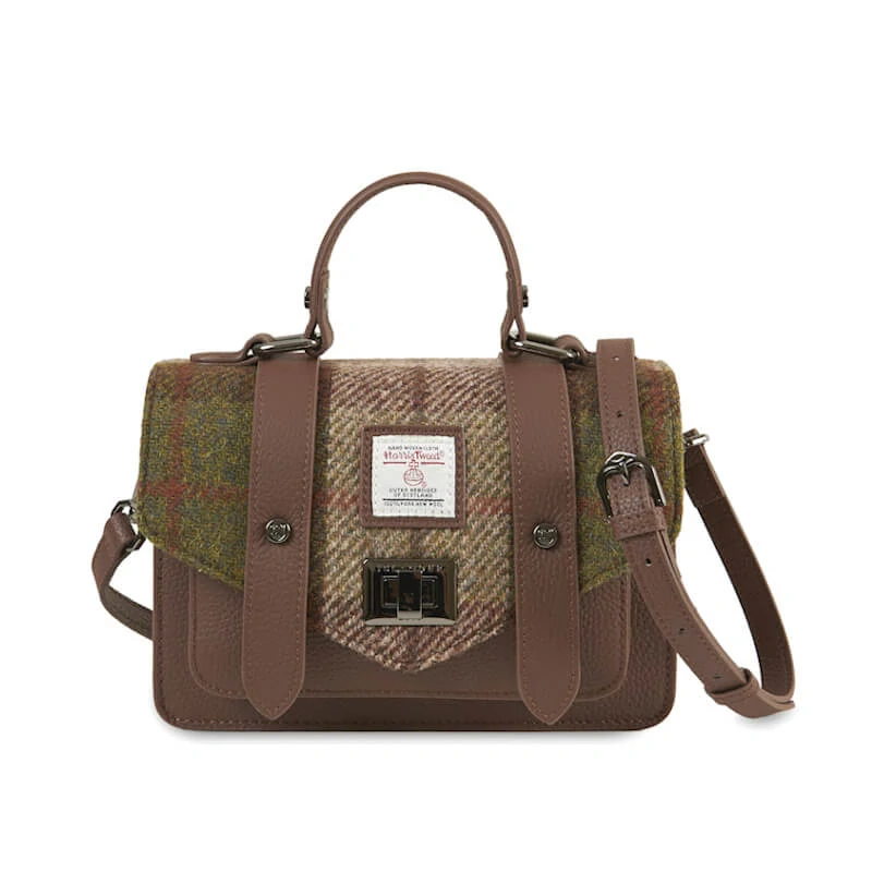 Kabelka The Leather Mini Satchel Chestnut Tartan kožená - Islander