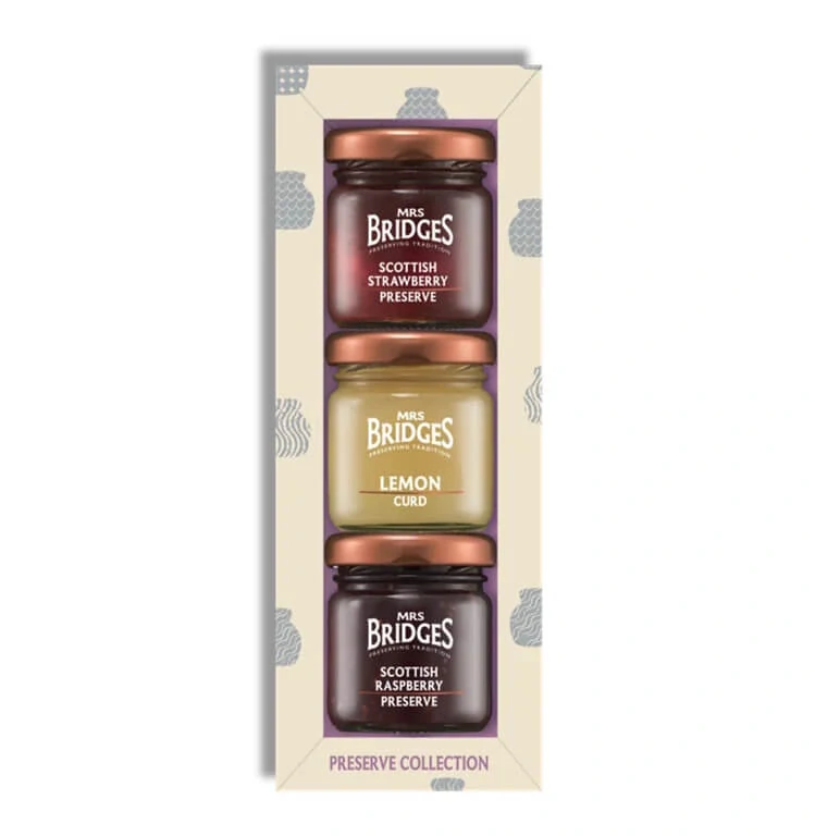 Dárková sada 2 džemy & citronový krém - Mrs. Bridges Celebration Gift Pack 3 × 42g