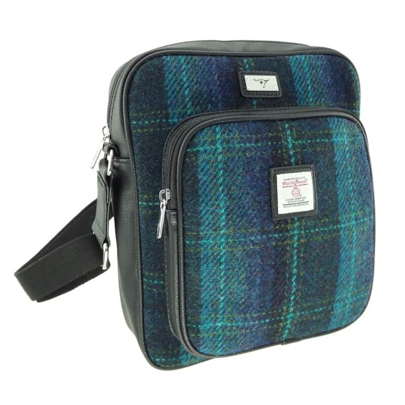 Pánská taška Tay Harris Tweed Turquoise Overcheck - Glen Appin