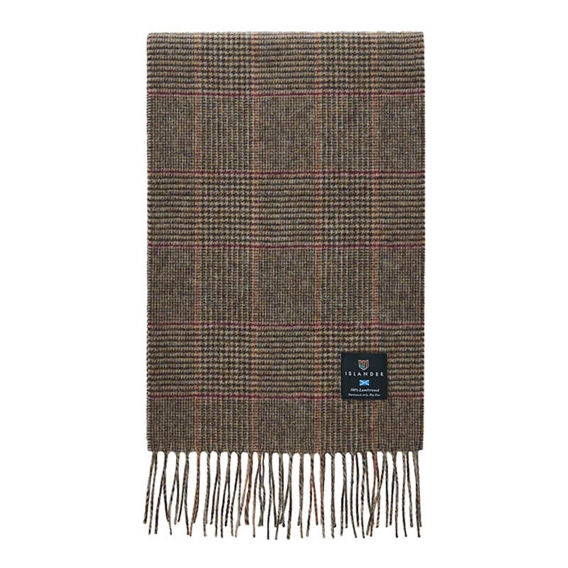 Šála z jehněčí vlny Beige Dogtooth široká 180x50 cm - Islander