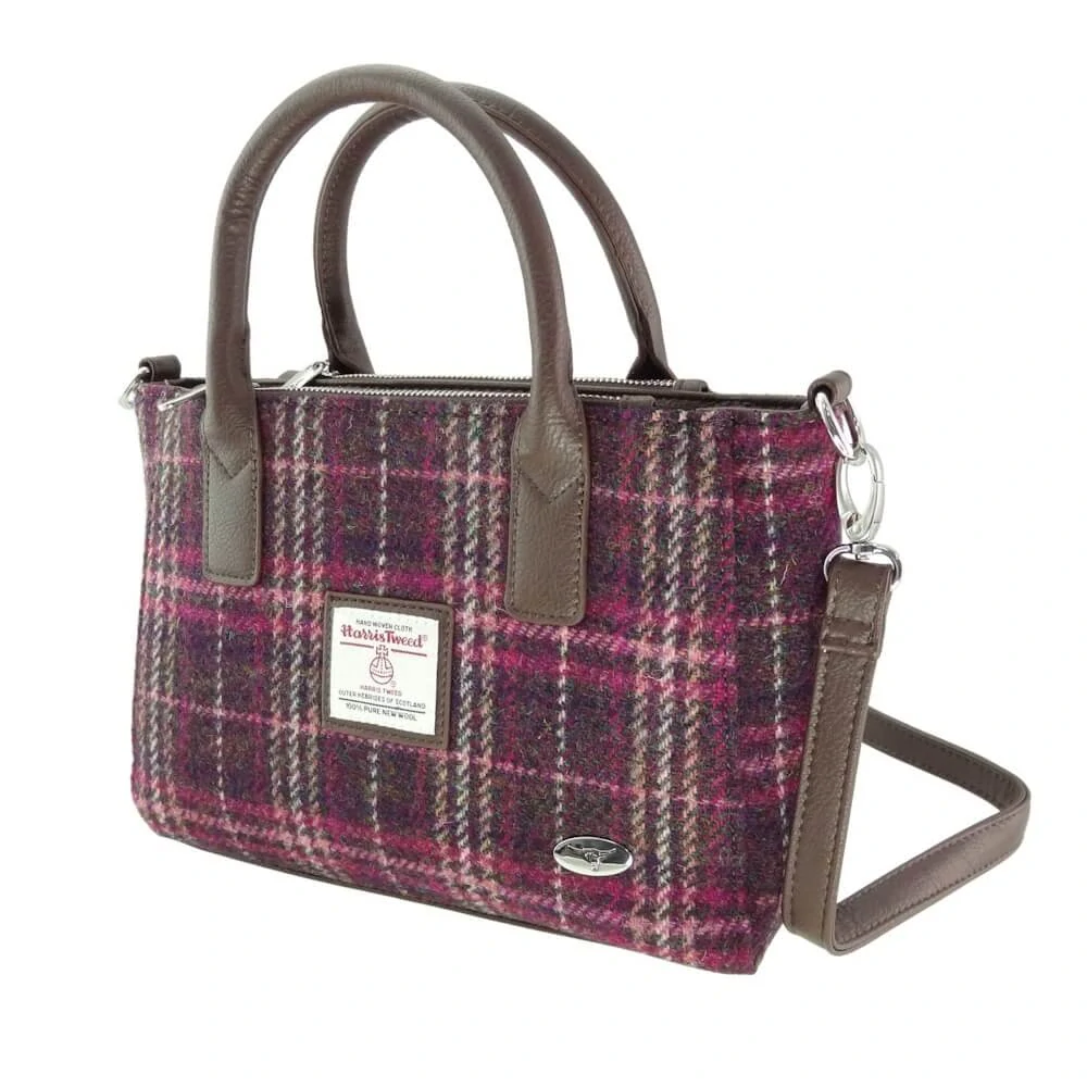 Kabelka Brora Harris Tweed Purple Check - Glen Appin