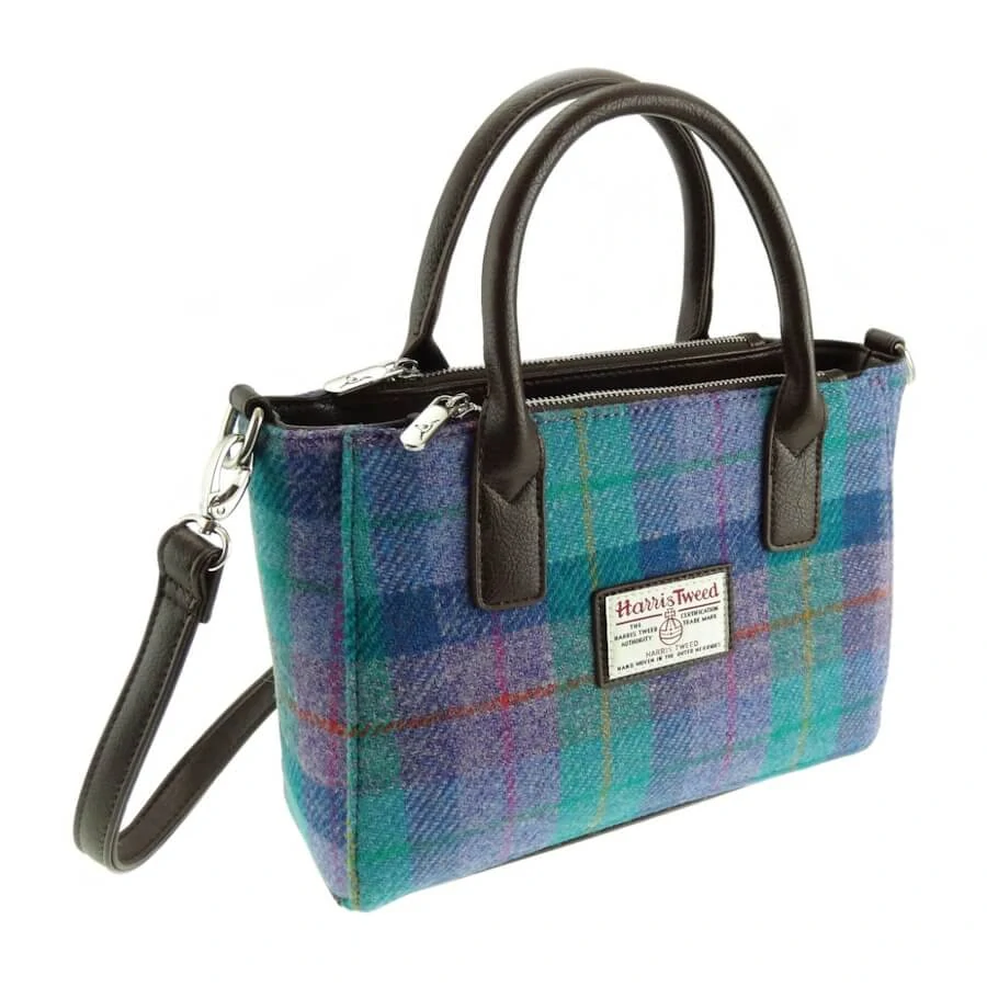 Kabelka Brora Harris Tweed - Green Purple Check