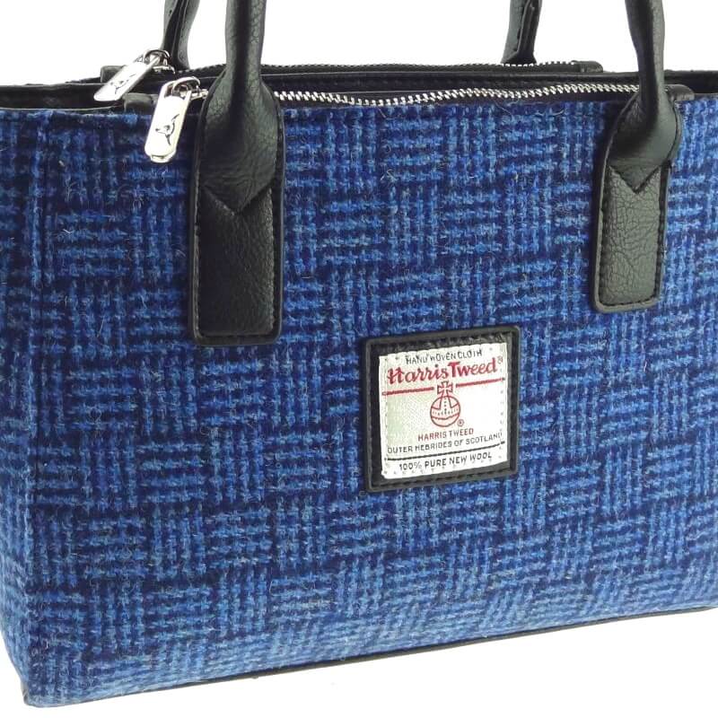 Kabelka Brora Harris Tweed - Blue Basket Weave