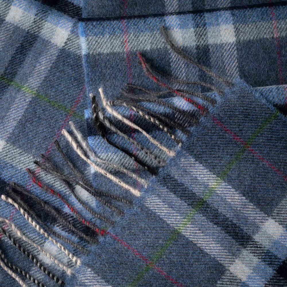 Šála z Merino vlny Denim Grey Plaid 180x30 cm John Hanly
