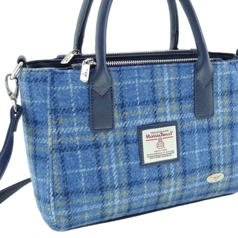 Kabelka Brora Harris Tweed - Light Blue Check