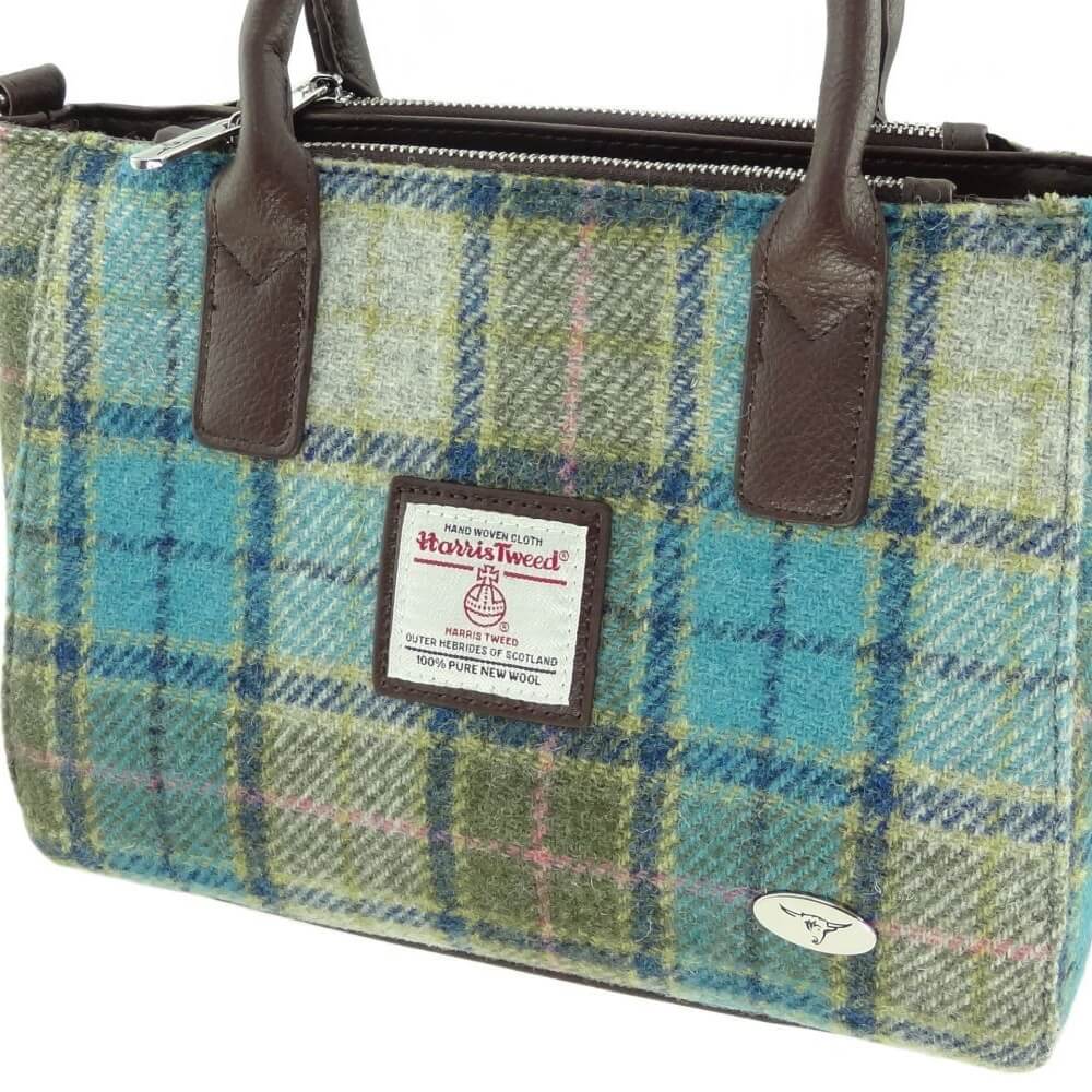 Kabelka Brora Harris Tweed - Turquoise Tartan