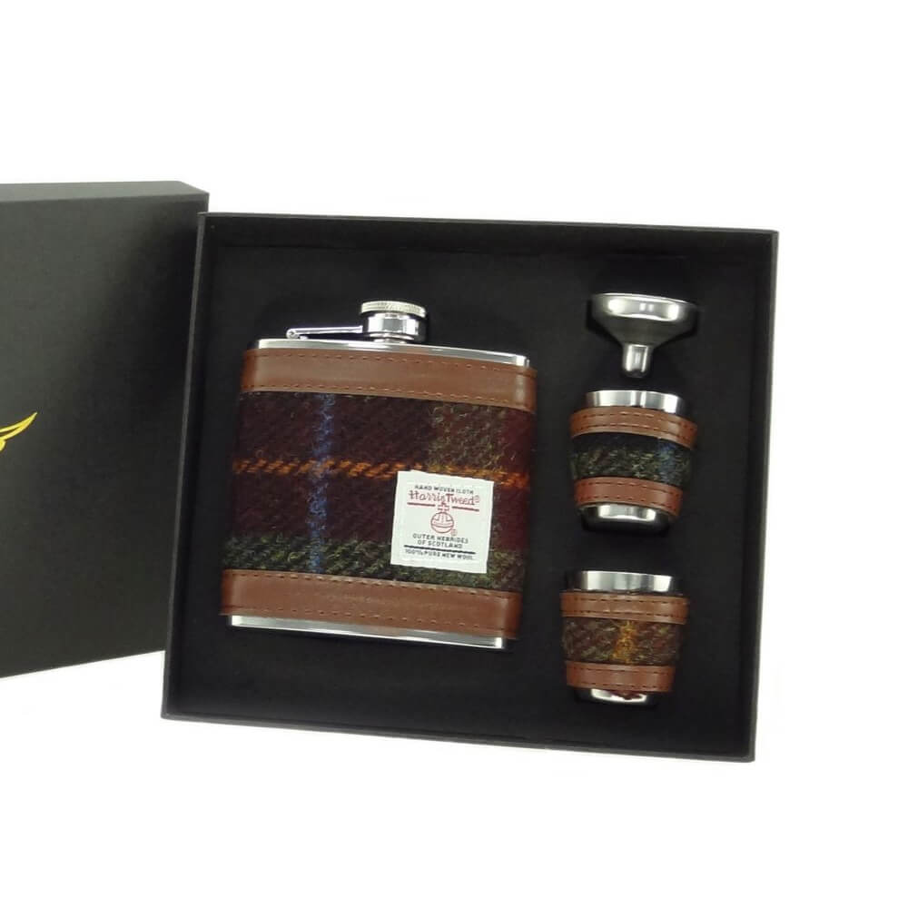 Placatka Harris Tweed Rust Check 170ml se 2 panáky a nálevkou v dárkové kazetě