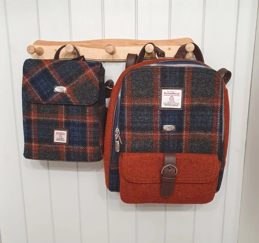 Batoh Naver Harris Tweed - Grey Rust Overcheck