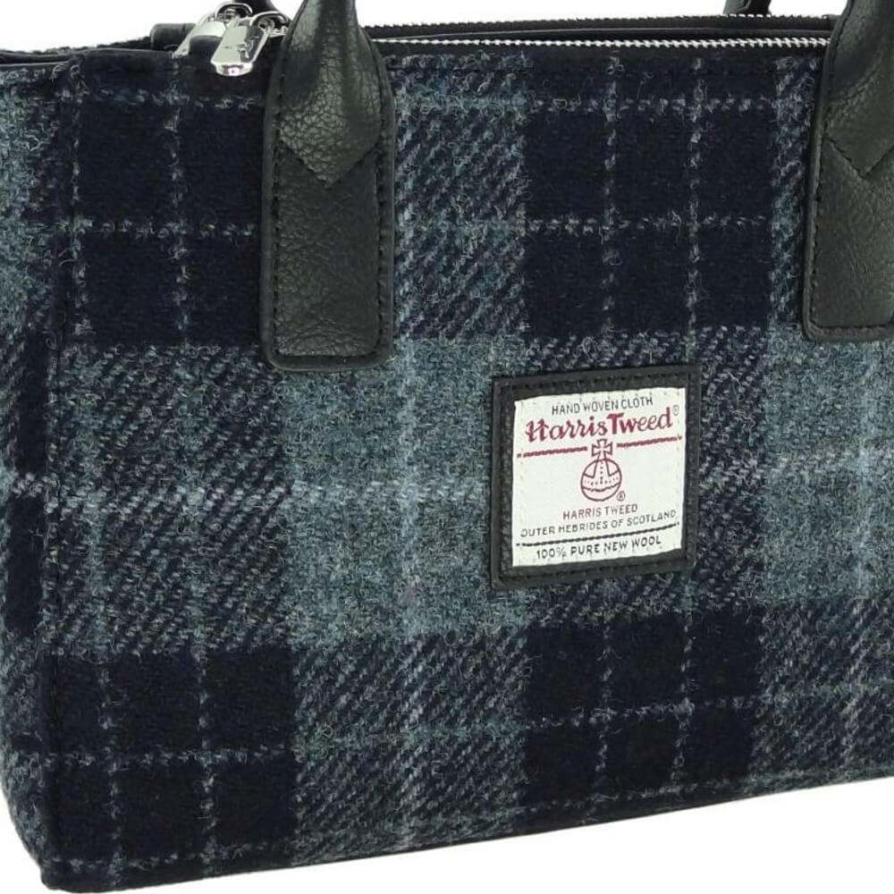 Kabelka Brora Harris Tweed - Grey Black Tartan
