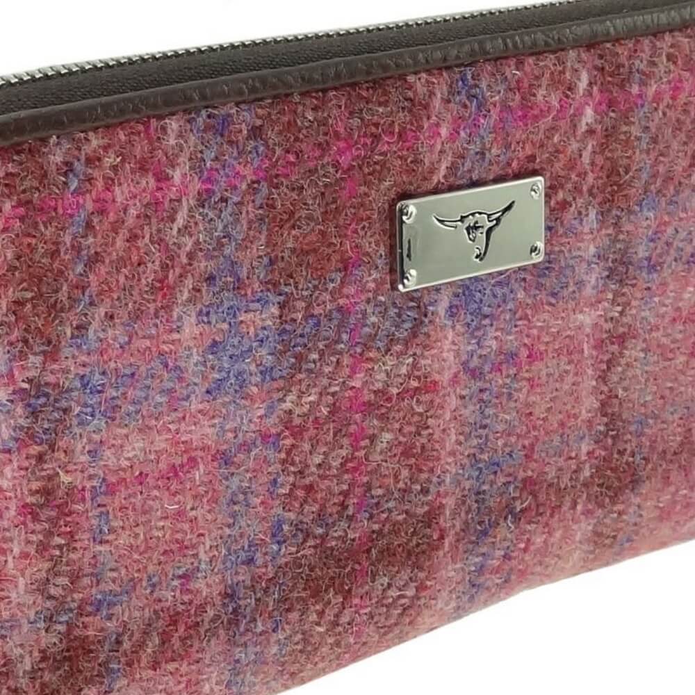 Peněženka Staffa Harris Tweed Pink Check - Glen Appin