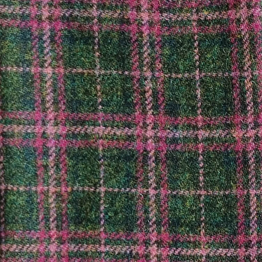 Peněženka Staffa Harris Tweed Dark Green Plum Check - Glen Appin