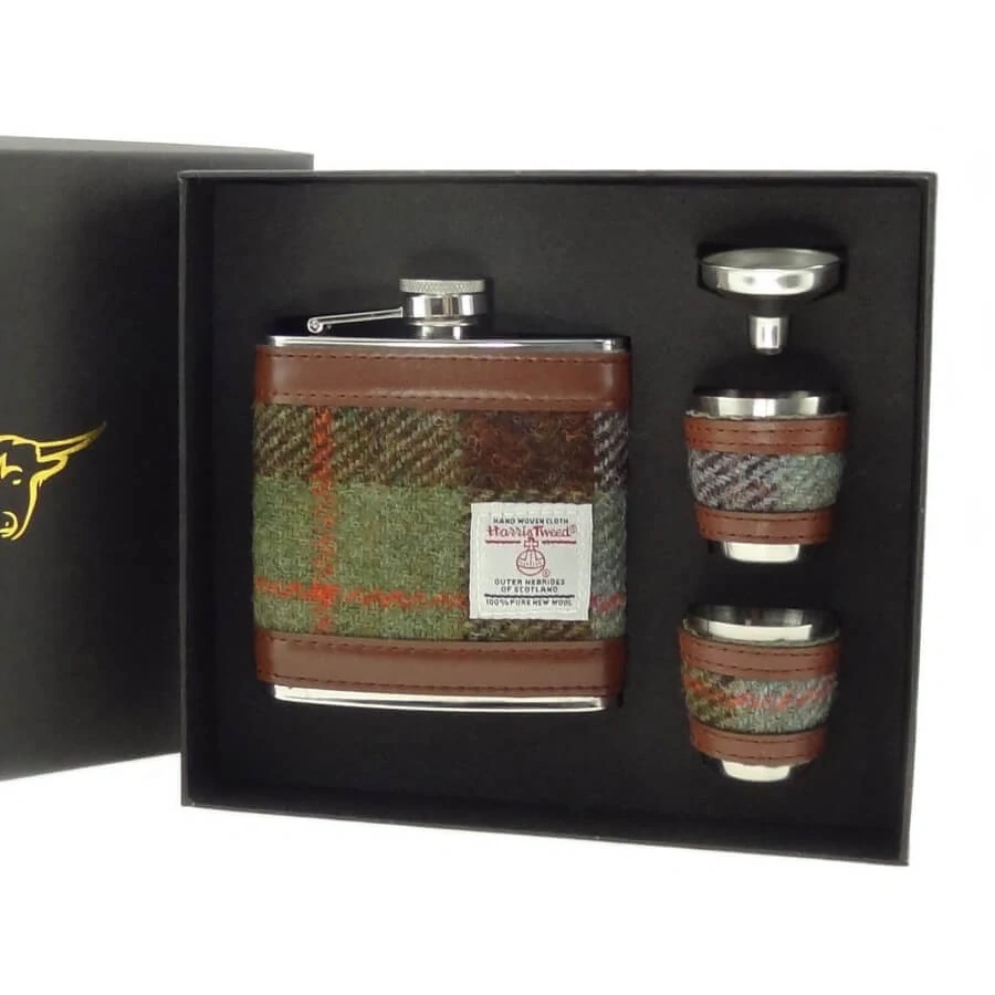 Placatka Harris Tweed Gunn Tartan 170ml se 2 panáky a nálevkou v dárkové kazetě