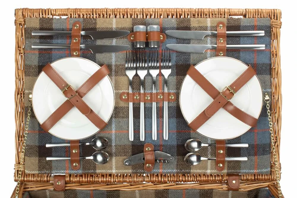 Piknikový koš COUNTRY DELUXE proutěný pro 4 osoby s dekou