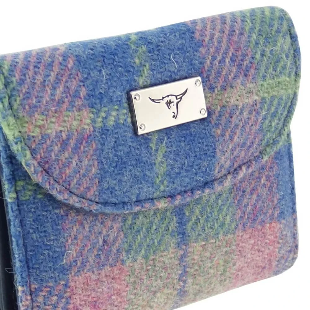 Peněženka Jura Harris Tweed Soft Blue and Pink Tartan - Glen Appin
