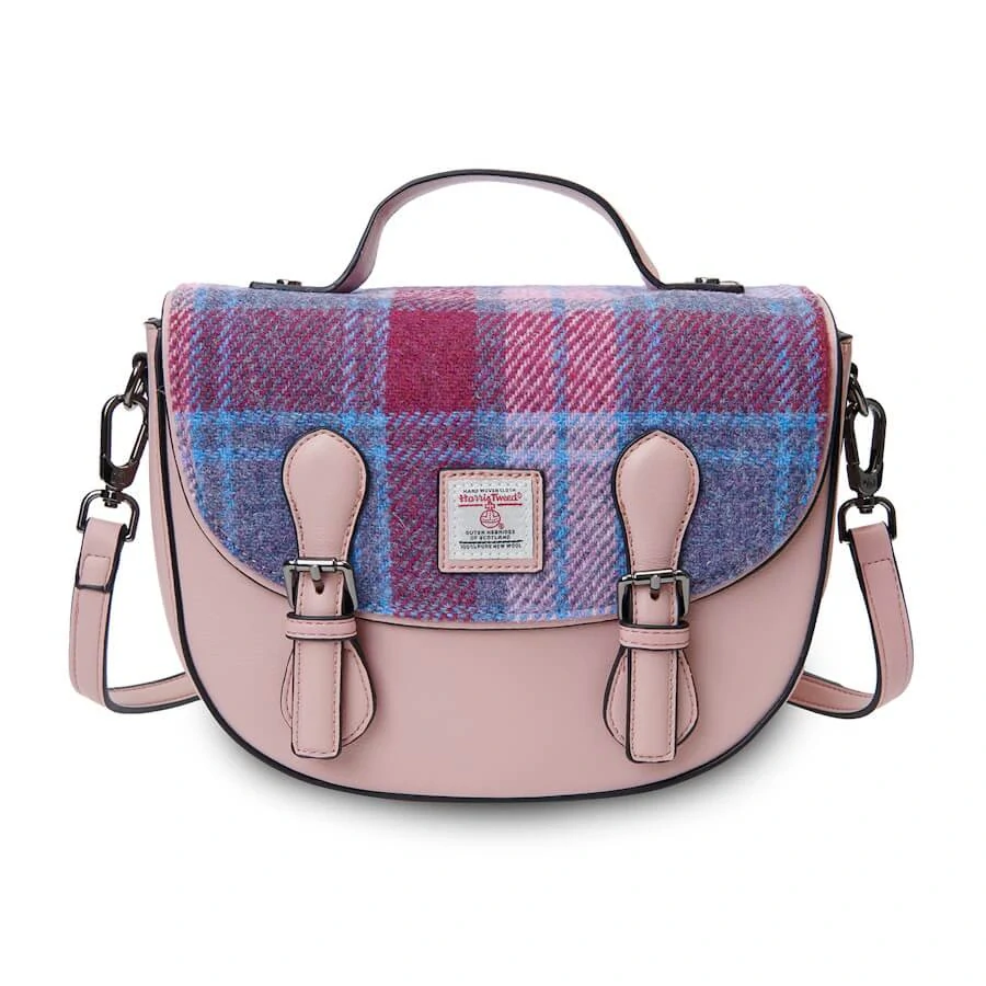 Kabelka The Medium Cobble Satchel Pink and Blue Tartan - Islander