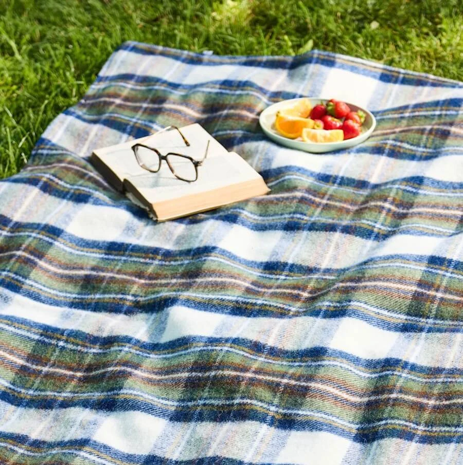 Pikniková vlněná deka Eventer Blue Dress Stewart 170 x 137 cm Tweedmill