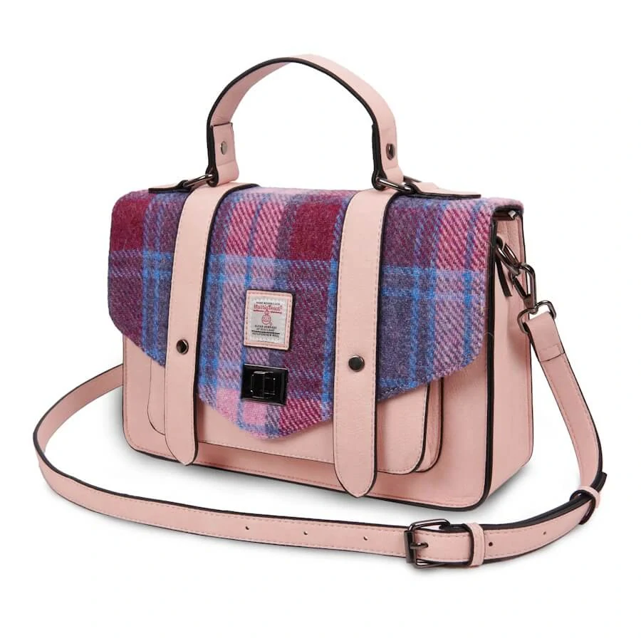 Kabelka The Large Satchel Pink and Blue Tartan - Islander