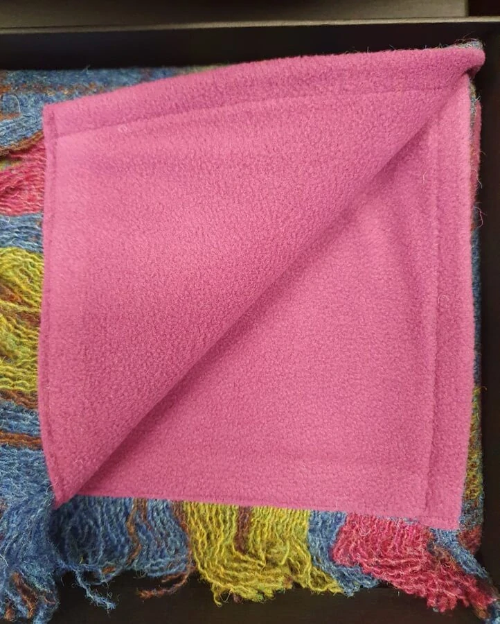 Šála Harris Tweed Multi Colour Tartan & fialový fleece 155x25cm - Glen Appin