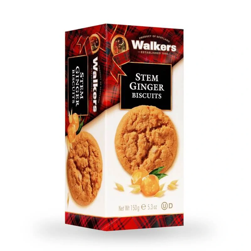 Zázvorové sušenky se zázvorem - Walkers Stem Ginger Biscuits 150g