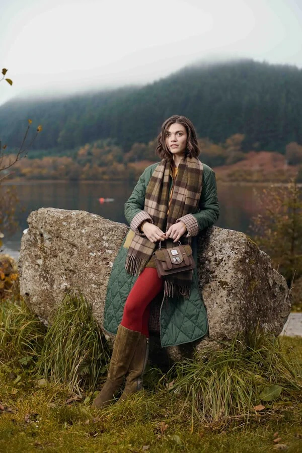 Kabelka The Leather Mini Satchel Chestnut Tartan kožená - Islander