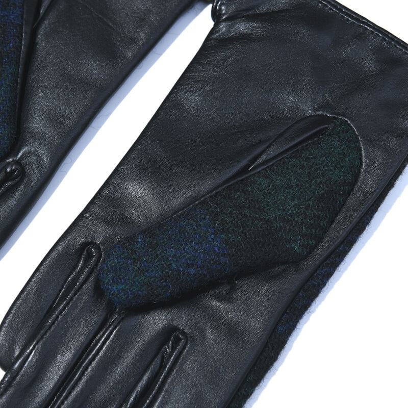 Dámské rukavice Harris Tweed® Black Watch s pravou kůží - Islander