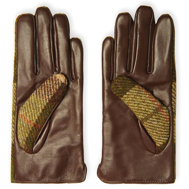 Dámské rukavice Harris Tweed® Chestnut Tartan s pravou kůží - Islander