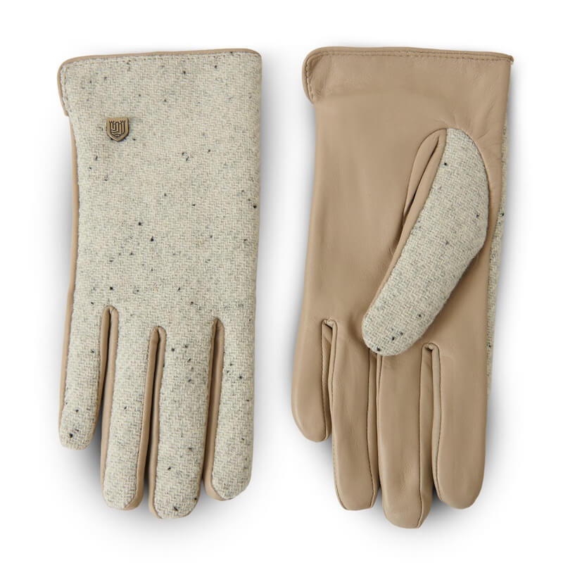 Dámské rukavice Harris Tweed® Cream Plain s pravou kůží - Islander