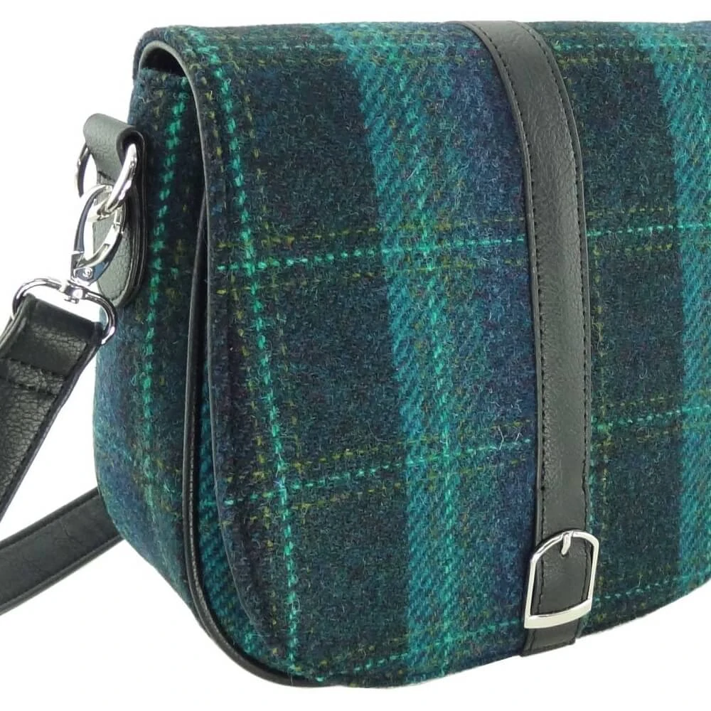 Kabelka Beauly Harris Tweed Turquoise Overcheck - Glen Appin
