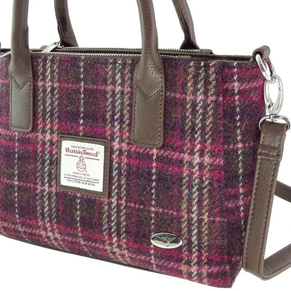 Kabelka Brora Harris Tweed Purple Check - Glen Appin