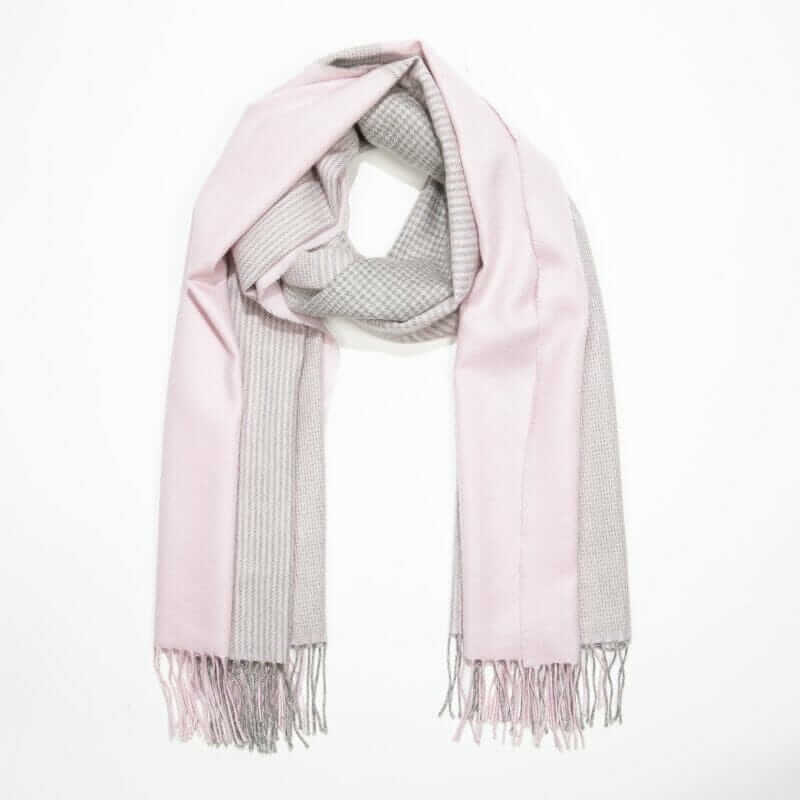Pashmina / wrap z jemné Merino vlny Baby Pink Glencheck 200x76 cm - John Hanly