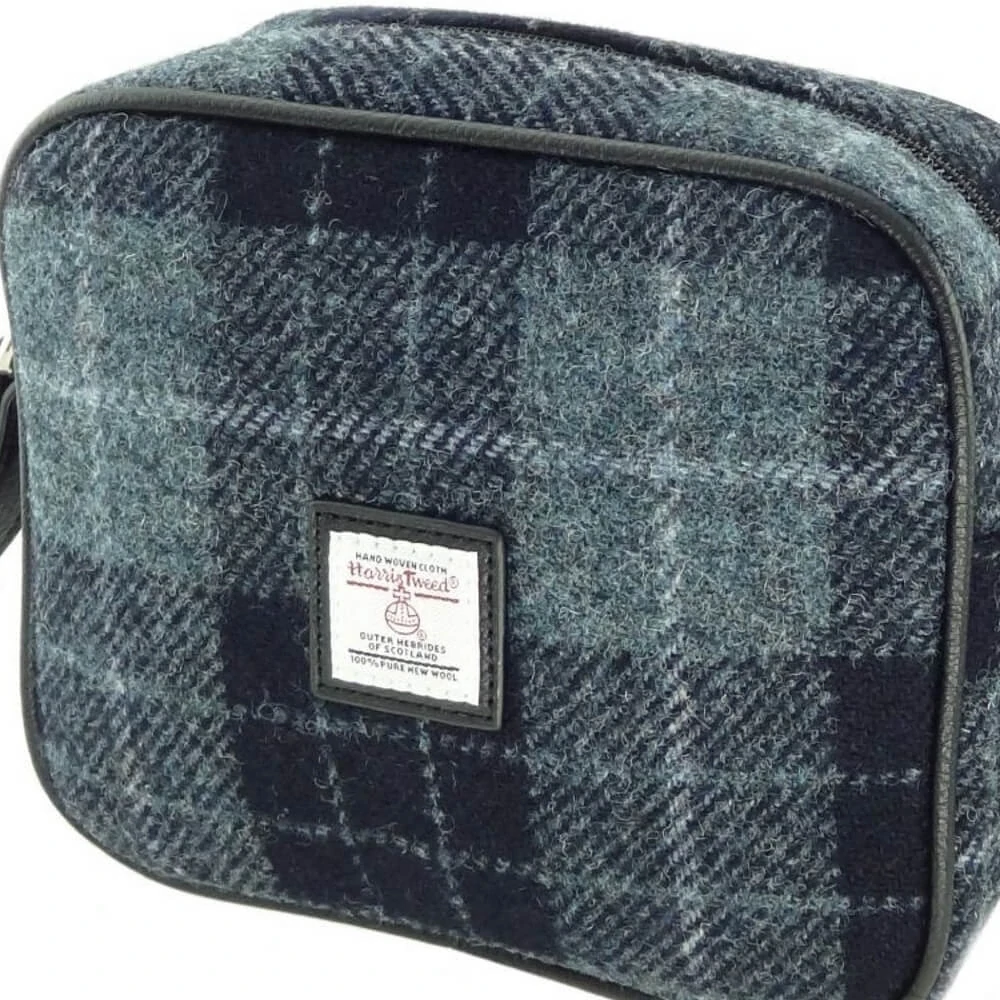 Kabelka Almond Harris Tweed - Grey Black Tartan