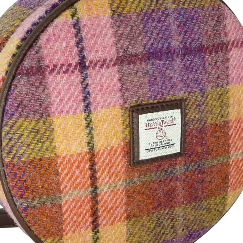 Kabelka Bannock Harris Tweed Peach Purple Tartan - Glen Appin