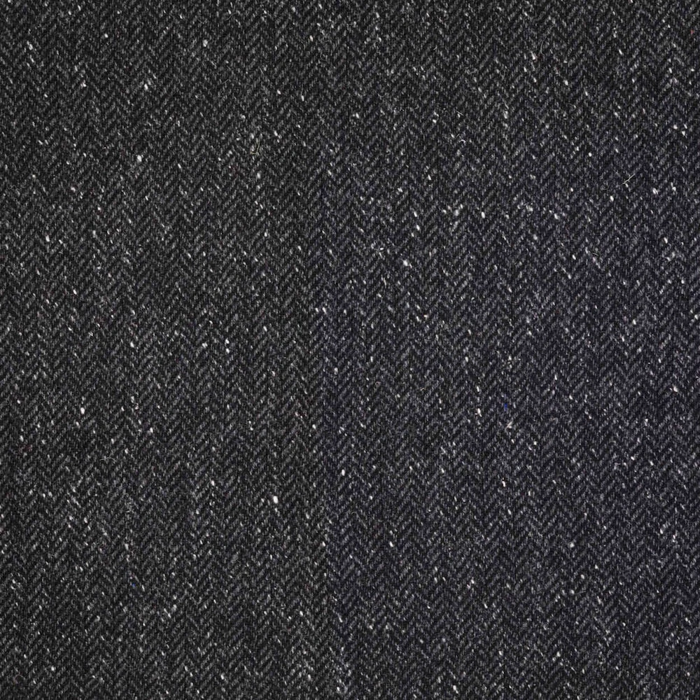 Vlněná látka metráž š. 150 cm - Grey Black Donegal Herringbone