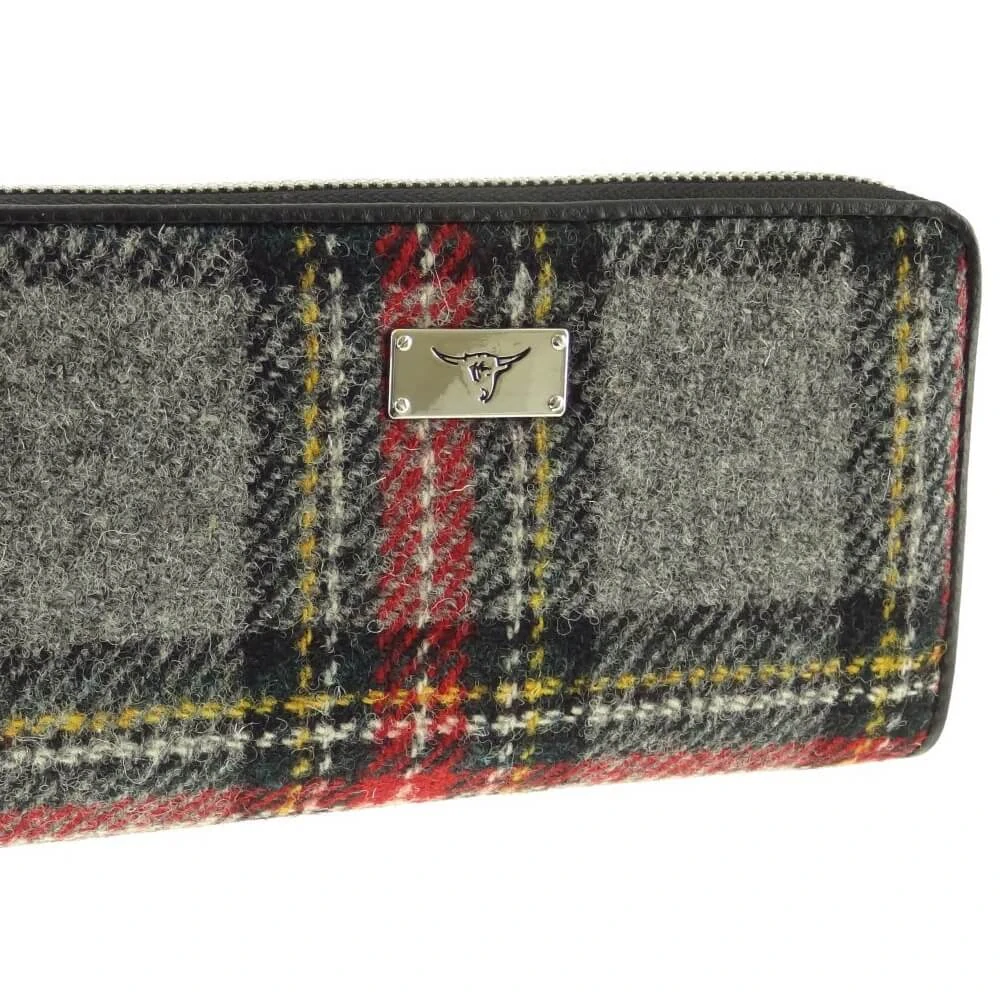Peněženka Staffa Harris Tweed Grey Red Tartan - Glen Appin